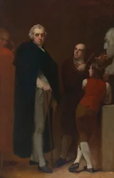 John Flaxman modelliert die Büste von William Hayley